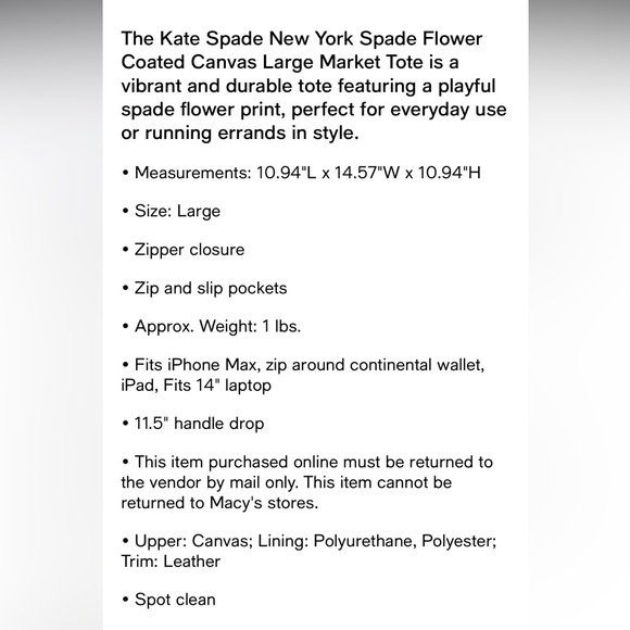 Kate Spade Blue Flower Jacquard Stripe Coated Canvas Large Market Tote - Picture 6 of 7